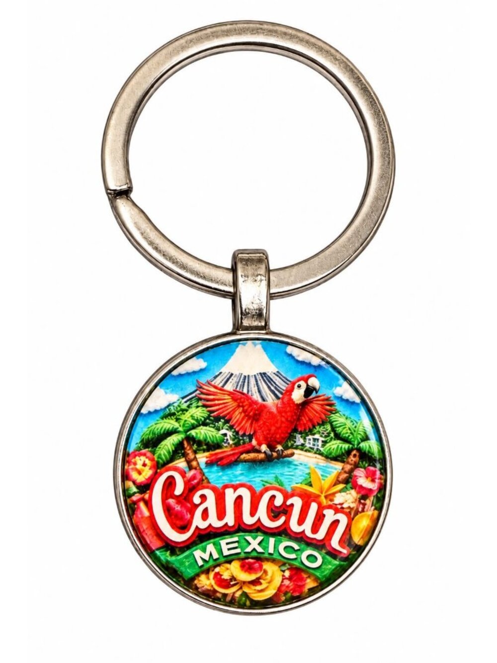 Cancun Mexico Tropical Parrot Souvenir Keychain